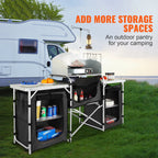 SucceBuy Camping Outdoor Kitchen Table Cabinet Foldable Folding Cooking Storage Rack Aluminum Alloy Bracket for BBQ Picnic