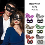 Set of 2, Couple's Elegant Black Lace Masquerade Masks for Costume Parties