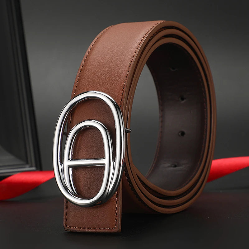 Wide 3.8cm Famous Brand Belt Men High Quality Luxury Genuine Leather Belts for Men Strap Metal Belt Fashion Women's Belt jeans