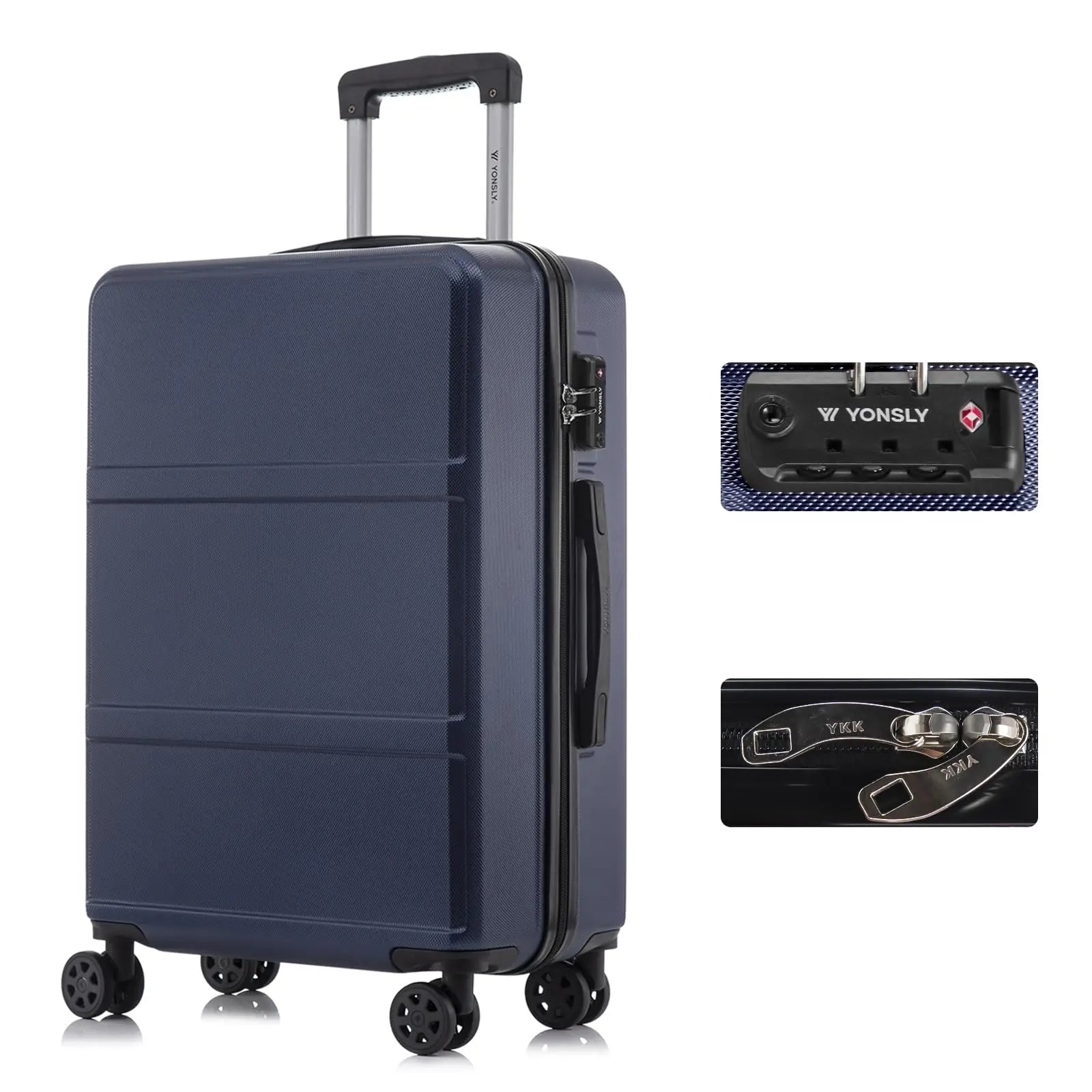 YONSLY Hardshell Suitcase 20/24/28 Inches with TSA Lock YKK Zipper 4 Silent 360° Wheels Mesh Compartment Trolley Rolling Luggage Hand Luggage Suitcase for Business Trips, Vacations, Family Journeys, and Weekend Getaways
