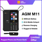 AGM M11 4G Rugged Phone IP68 Waterproof 4000mAh Removable Battery Wi-Fi Hotspot Reverse Charging FM Radio for Outdoor
