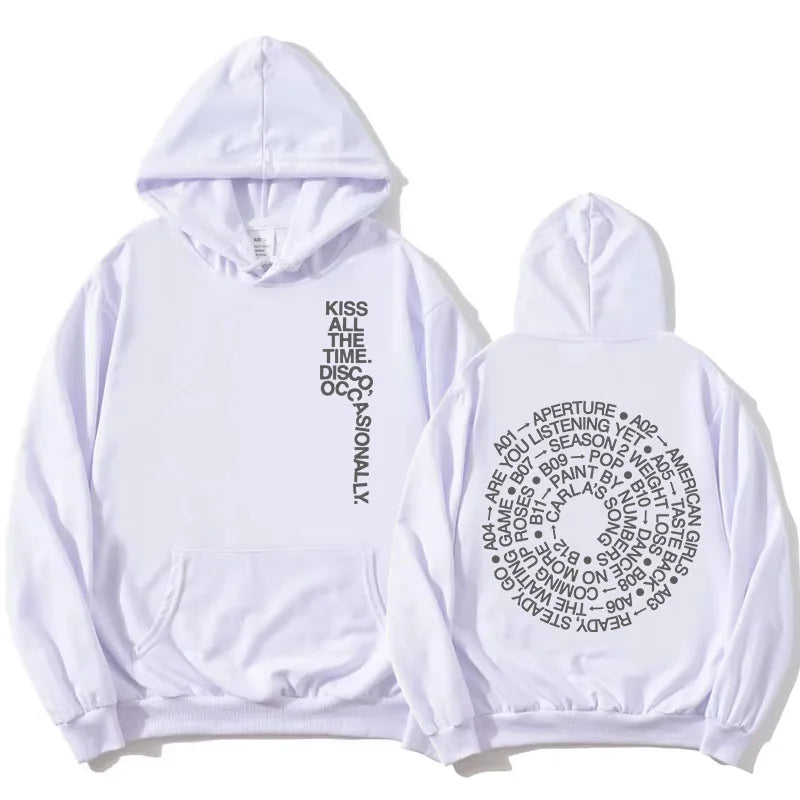 HarryStyles KISS ALL THE TIME. DISCO, OCCASIONALLY.  Hoodies Album Design Graphic Print Sweatshirts Women Clothing Fleece Hoodie