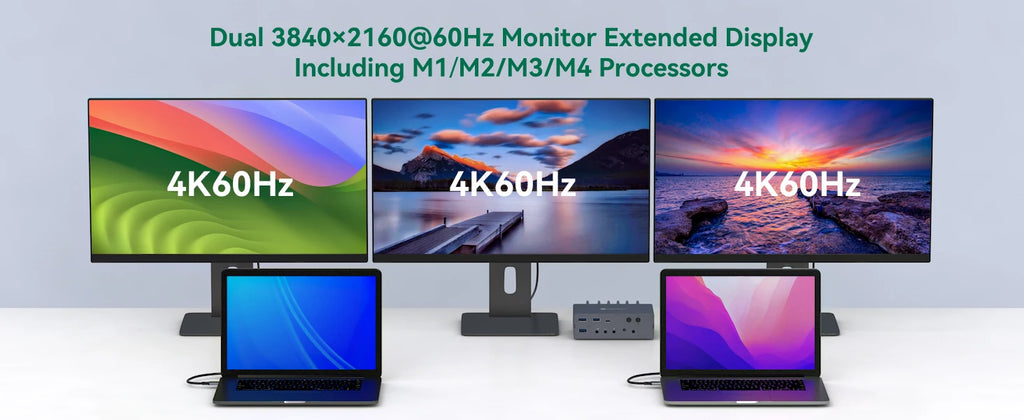 USB C Docking Station HDMI KVM Switch 2/3/4 PC 3 Monitors 4K@60Hz Thunderbolt 4 for 3 Monitors 2/3/4 Laptops with Displaylink