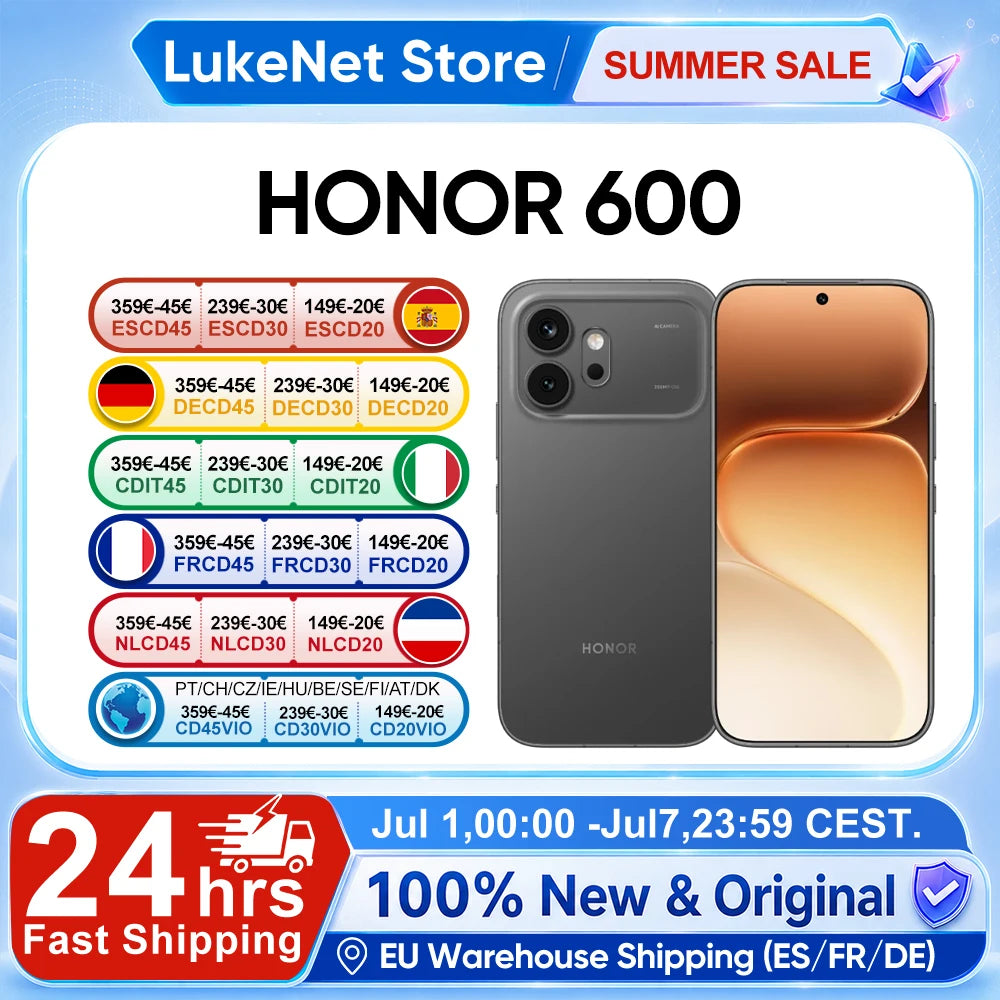 HONOR 600 5G Smartphone EU Version 200MP AI Ultra Night Camera 6400mAh Snapdragon 7 Gen4 AI Button 6.57"AMOLED 80W Supercharge Main image