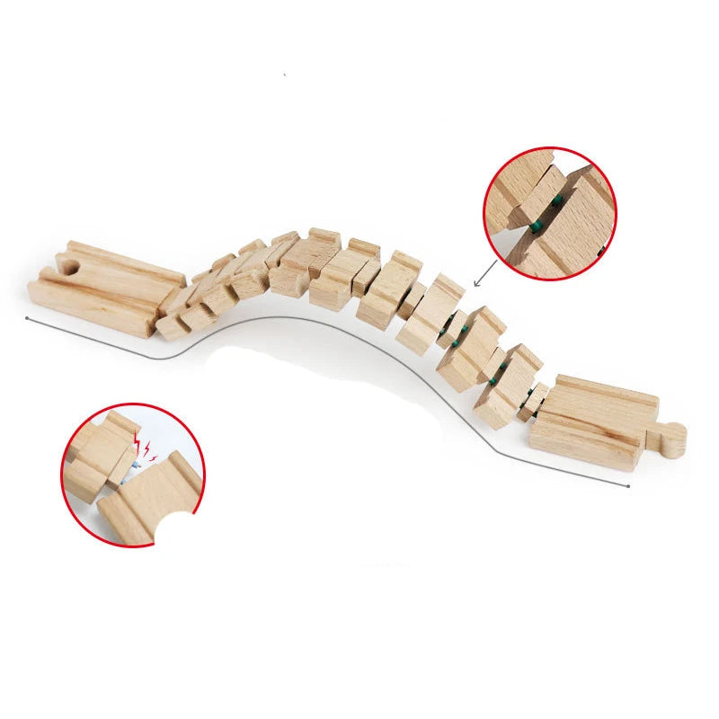 Wooden Train Track Toys Railway Rails Accessories Fit Thomas Train Road Connector Wood Railway Bridge Children Birthday Gifts Secondary image