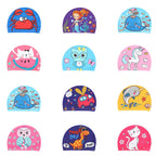 Kids Swim Cap Cartoon Pattern High Elastic Ear Protection Breathable for Pool Swimming Boys Girls Comfort Fit