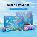 Kids Ocean Bath Salt Set with Surprise Toys Inside 12 Pack Organic Safe Bubble Baths Salt