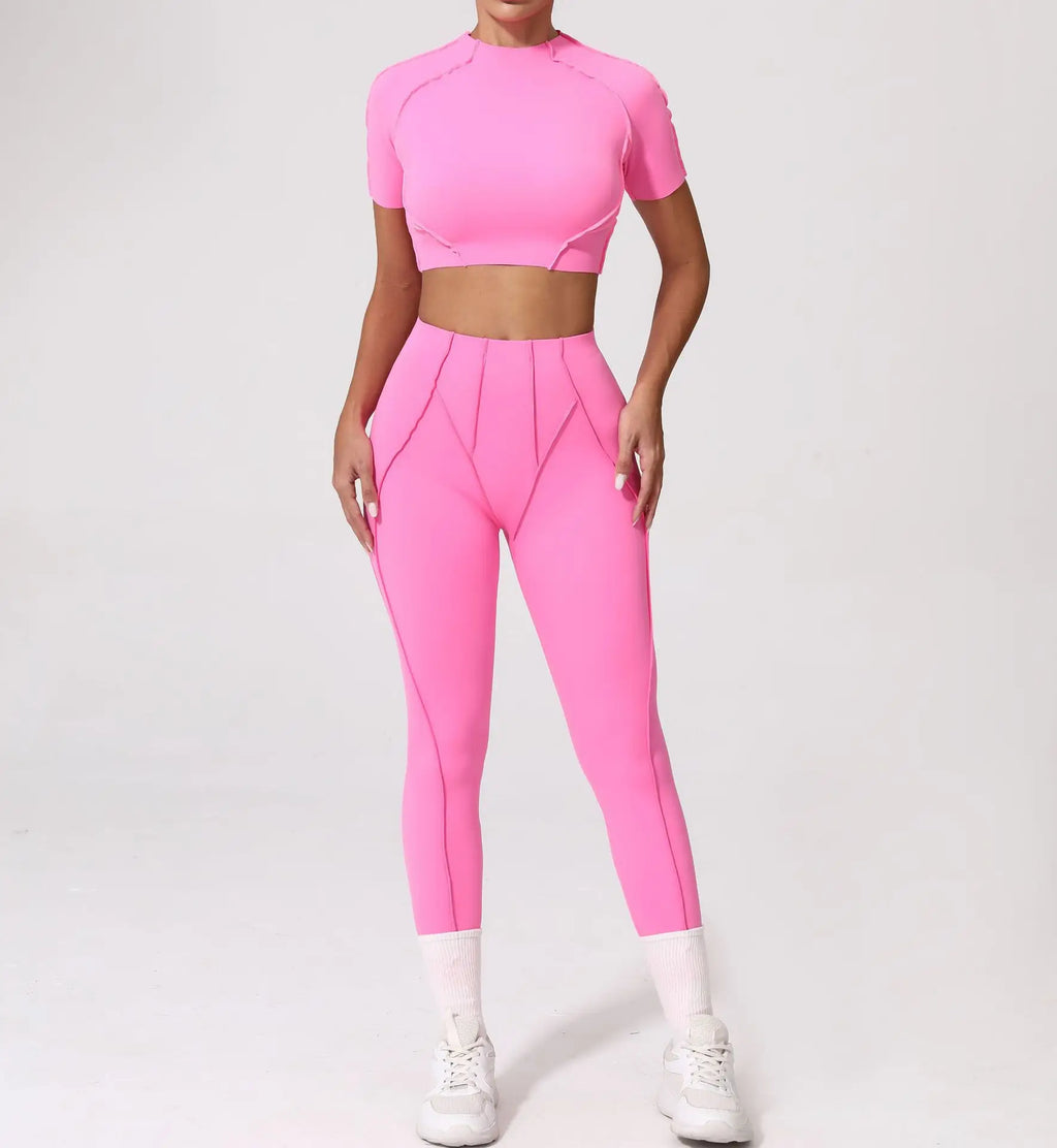 Seamless Yoga Sets Sports Fitness High Waist Hip-lifting Shapeing Trousers Backless Bra Suit Workout Gym Leggings Sets for Women