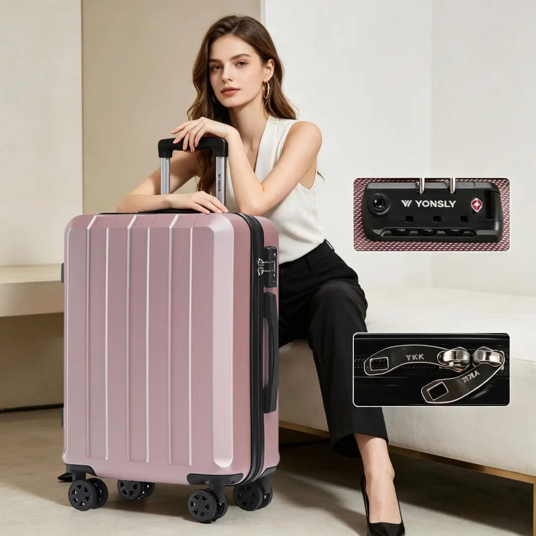 YONSLY Hardshell Suitcase 20/24/28 Inches with TSA Lock YKK Zipper 4 Silent 360° Wheels Mesh Compartment Trolley Rolling Luggage Hand Luggage Suitcase for Business Trips, Vacations, Family Journeys, and Weekend Getaways Main image