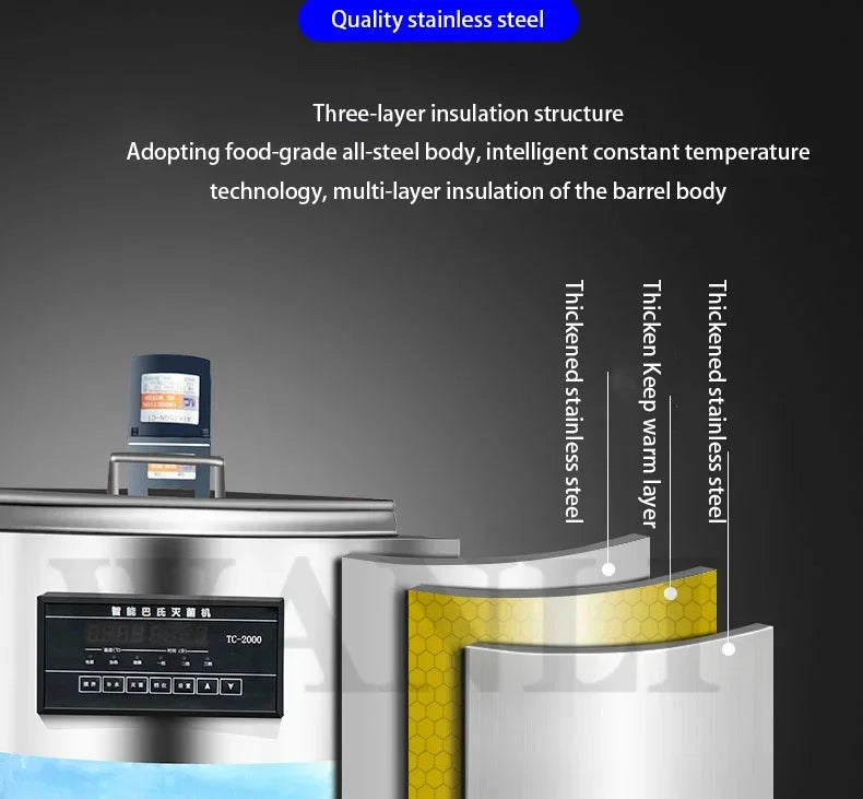 Home Electric 30L Commercial Pasteurization Tank Milk Pasteurization Machine Yogurt Cow Wine Farm Lawn Intelligent Sterilizer 22