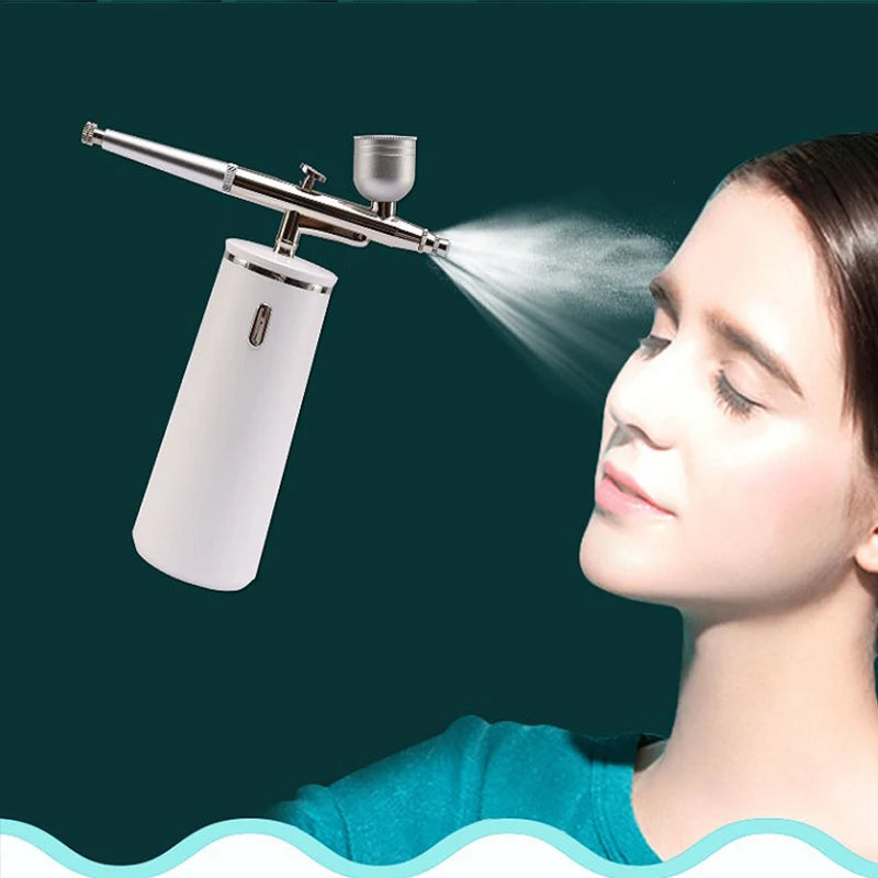 Nano Spray & Oxygen Infusion Facial Device - Hydrating & Brightening Machine for Home Spa, Portable High Pressure Skin Care Tool