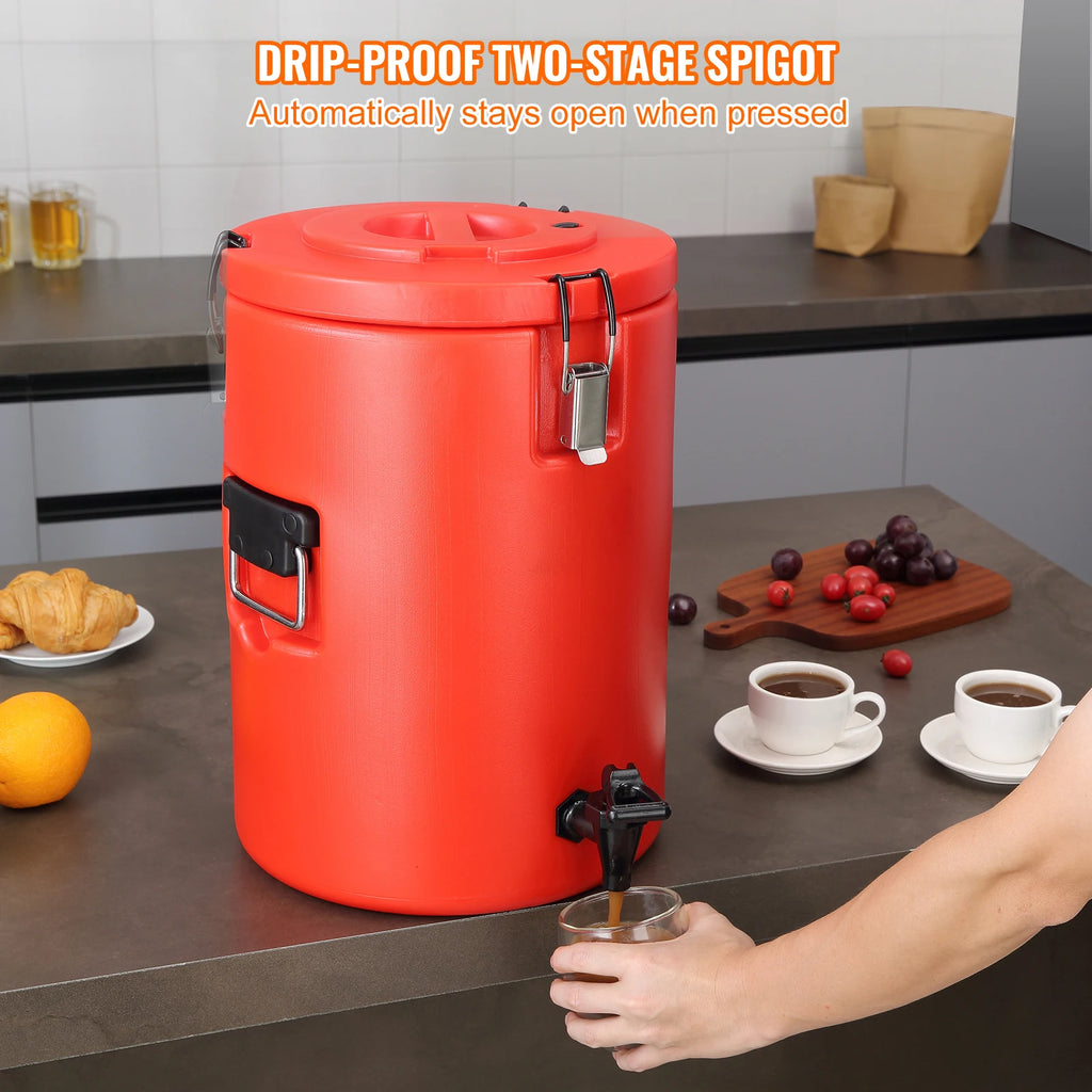 SucceBuy  Stainless Steel Insulated Beverage Dispenser 2 Gallon 7.6 Liter Thermal Hot and Cold Drink Server Dispenser
