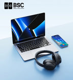 Baseus BH1 Lite Wireless Headphones Bluetooth 6.0 ENC Clear Call Headsets Super Bass Hit Earphones 80H Playtime Over Ear Headset