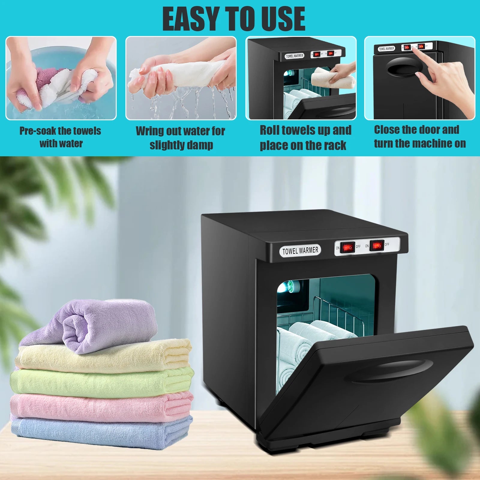 150W UV Ozone Heated Towel Sterilizer Cabinet  5L Fast Warm-Up for Spa Nail Salon 3-in-1 Disinfection with Heat & UV & Ozone