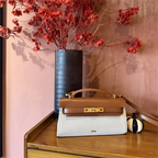 Luxury Leather and Woven Handbag with Vintage Metal Buckle, Elegant Short Handle, Stylish Women’s Tote for Evening & Daily Use