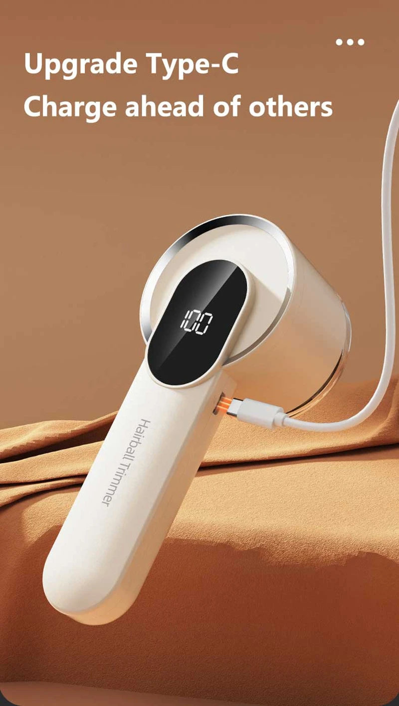 Lenovo Lint Remover Clothing Hairball Trimmer Clothes Sweater Fabric Shaver LED Display 6 Blade Portable Fabric Remove Machine