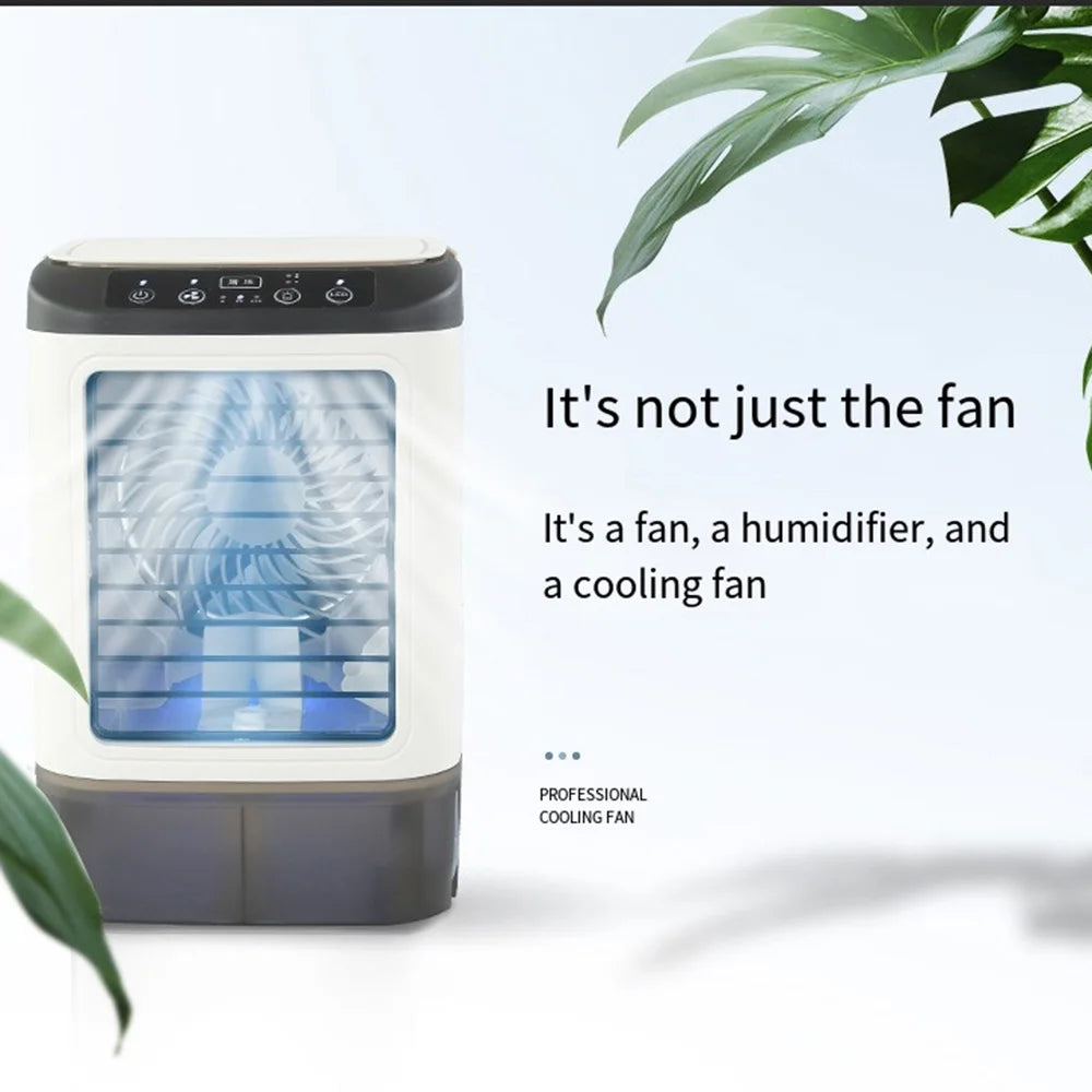 USB Portable Air Conditioner Fan Dual Mist Humidifier Ice Box 3 Speed Desktop Cooling Fan With LED Night Light