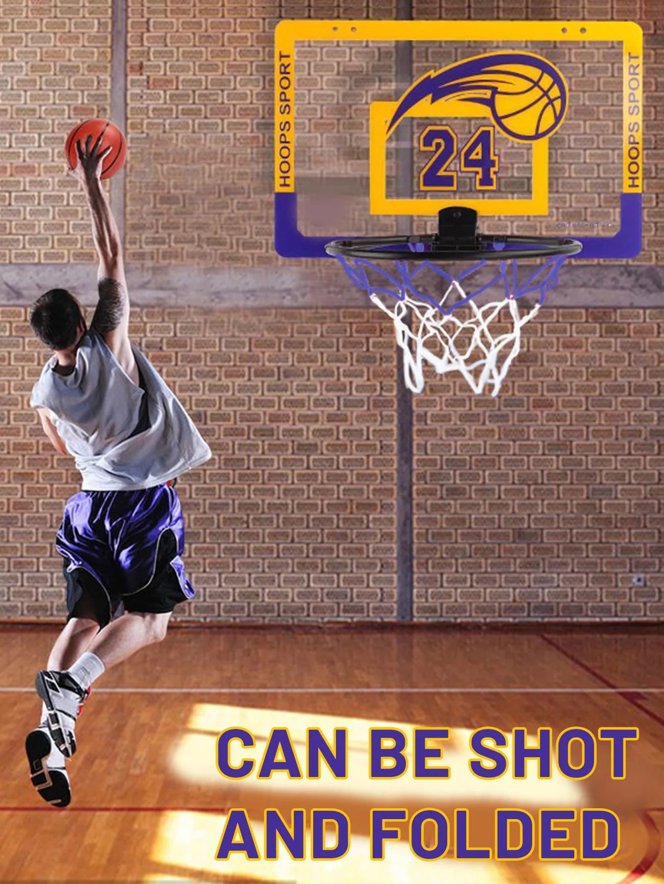 Children's wall mounted silent non porous foldable basketball stand indoor and outdoor activity basketball stand with basketball
