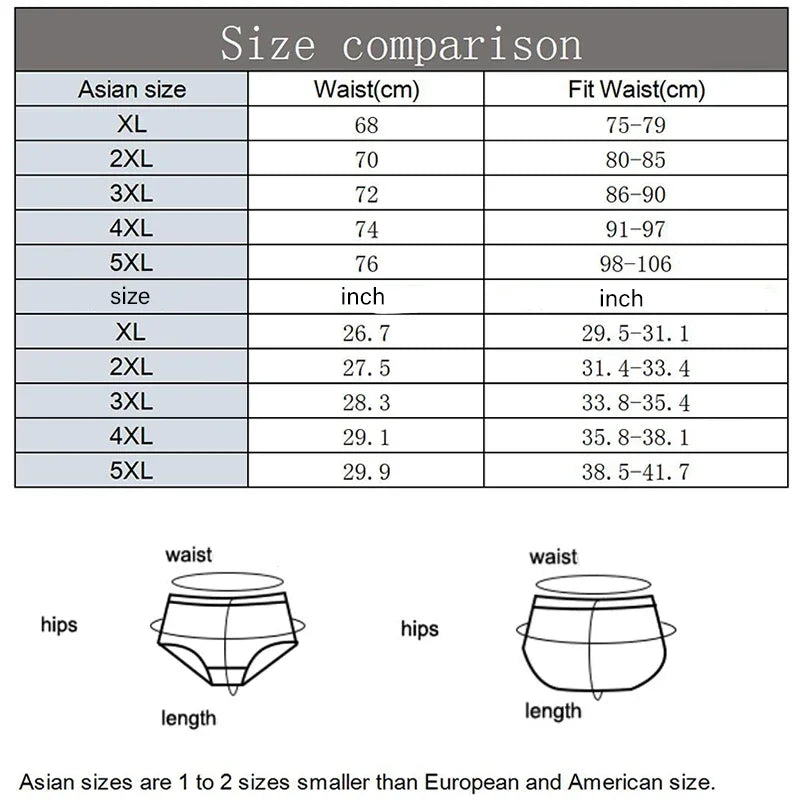 100% Cotton Men's Panties Plue Size Printed Briefs Underwear Loose Lingerie Moisture Absorbent Breathable Underpants