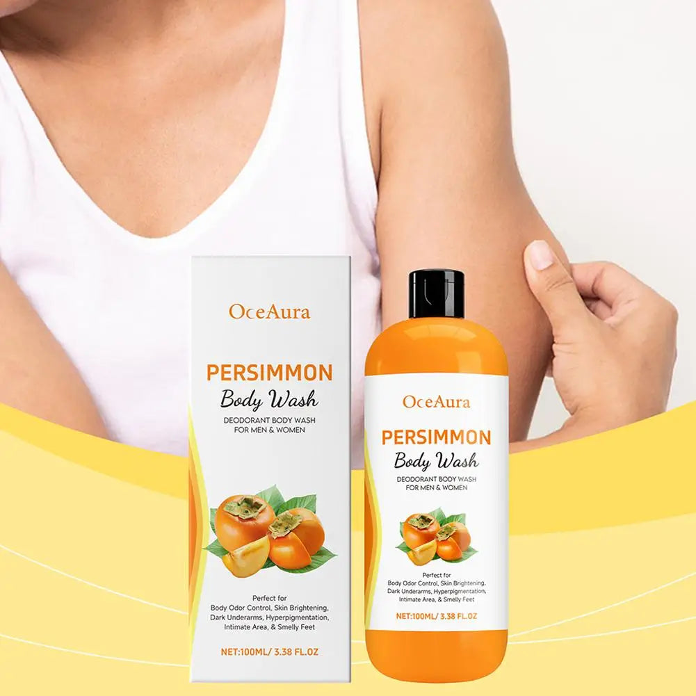 100ml Persimmon Body Wash Exfoliating Shower Gel Moisturizing Skin Cleaning Smooth Soft Body Odor Remover Bath Products
