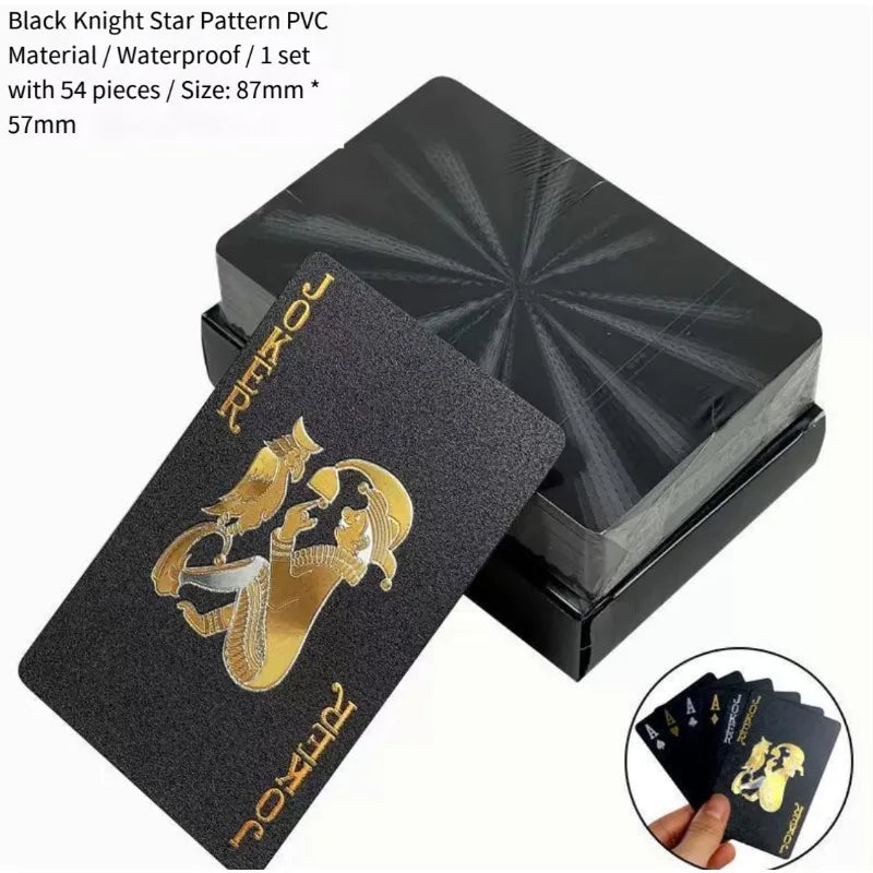 Brand New 54-piece Black and Gold Plastic Playing Card Foil Poker Set Magic Tool Party Tabletop Game
