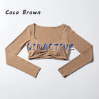 QINACTIVE Women Yoga Shirts Crop Top Long Sleeves Shirts for Women Yoga Sports Fitness Gym Clothes Workout Tops