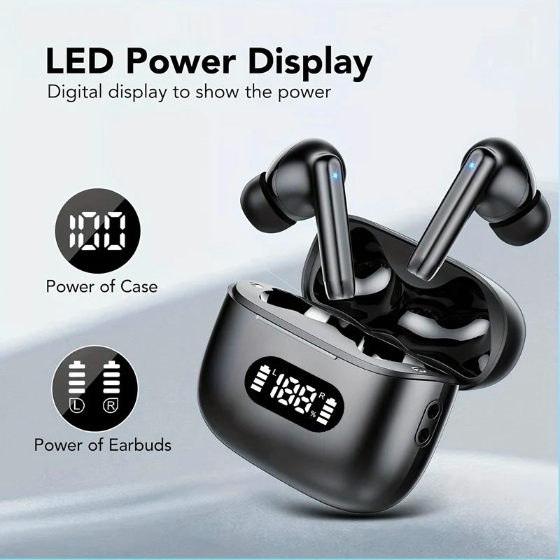 Wireless Earphone 40dB Noise Cancelling Bluetooth 5.3 Headphone 6 Mic ENC with LED Display HD Call TWS Earbuds Transparency Mode Secondary image