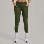 Women's Gym High-waisted High-stretch Yoga Pants with Side Pockets Leggings Workout Running Tights Quick-dry Fitness Trousers