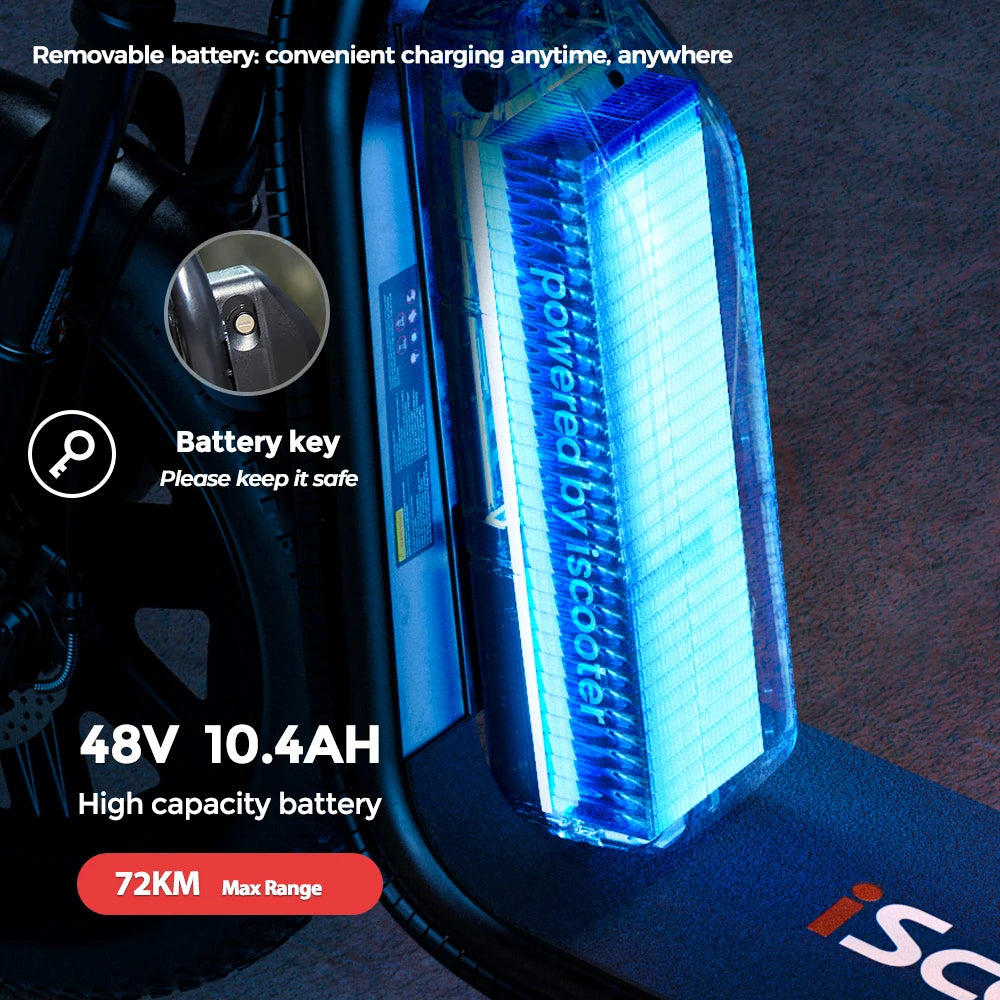 iScooter F7 48V 1000W E-Scooter 45km/h 72km Range App Control 16" All-Terrain Tires Foldable Rear Basket Perfect Grocery Helper