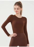 Fashion Sports Tops Pilates Running with Chest Pad Fitness Long Sleeve Tight Quick-drying Shirts Yoga Top Out Wear Clothing