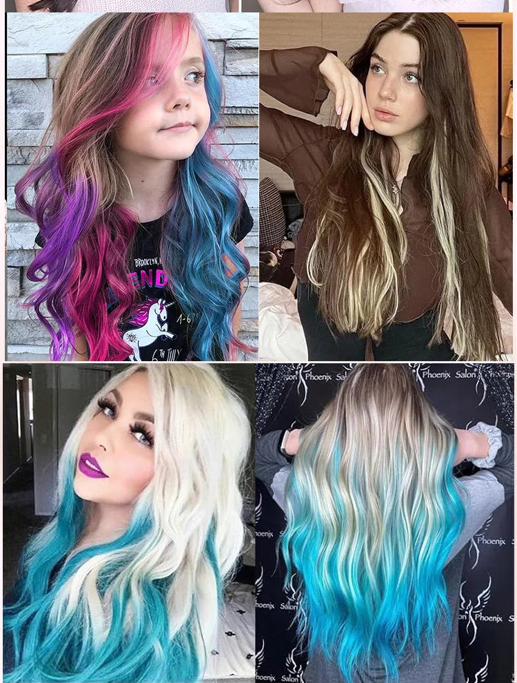 ADEIRS Color  8D Tip Hair Extensions 100% Real Human Hair Microbeads Extensions Color Purple Blue Pink Gray 18-20inch