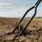 Handheld Dual-Prong Gardening Fork Carbon Steel Weeder Tool for Home Gardening & Soil Loosening