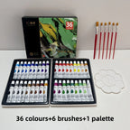 Acrylic paint set, 36 colors, each bottle 0.41 fluid ounces (12 ml), 36-color acrylic paints, non-fading, rich in color, suitabl