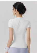 Spring and Summer Yoga Wear Short-sleeved Nude Tight-fitting Fitness Wear for Women Outdoor Running Training Sports T-shirt