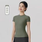 Spring and Summer Yoga Wear Short-sleeved Nude Tight-fitting Fitness Wear for Women Outdoor Running Training Sports T-shirt