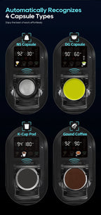 HiBREW 6 in 1 Multiple Capsule Coffee Machine Hot/Cold DG Nes Capsule ESE Pod Tea Basket Ground Coffee Cafeteria 20Bar H6