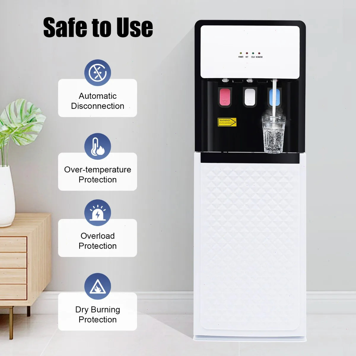  Hot and Cold Water Cooler, Bottom Loading Dispenser , EU Standard Model for Office Home, 500W Heating 75W Cooling