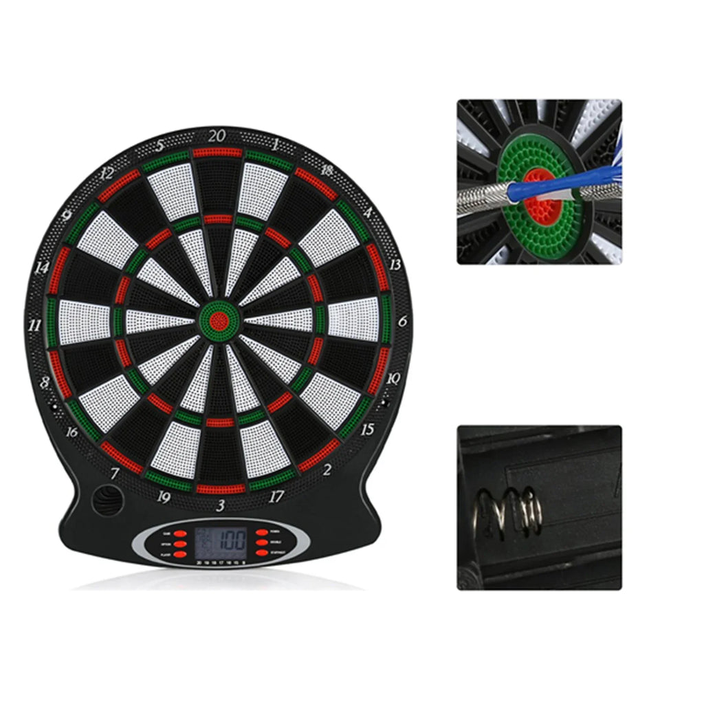 Professional Electronic Hanging Dartboard with LCD Scoring Indicator, 6 Darts Included, Home Bar Party Game Set