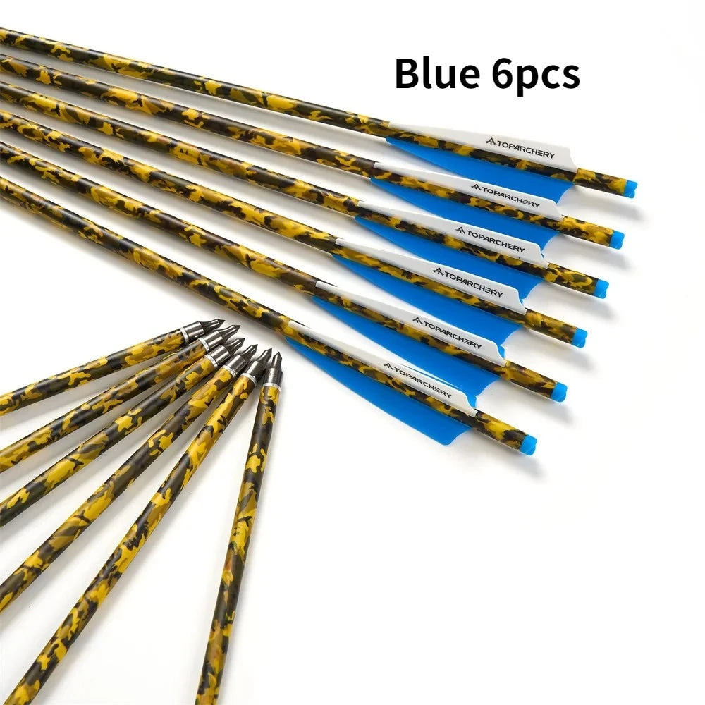 6/12/24pcs 20'' Archery Crossbow Bolt Carbon Arrow with 4-inch Feather ID7.6mm  Outdoor Hunting Sports Practice Crossbow Arrows