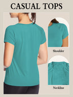 Women’s  Quick Dry Short Sleeve Resilience Gym Sports Moisture Wicking Round Neck T-Shirt Training Exercise Gym Sport Shirt