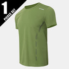 4/1 Pcs Men's Summer Multicolor Quick-drying Sports Short Sleeve Loose Breathable Fitness Running Badminton T Reflective Strip