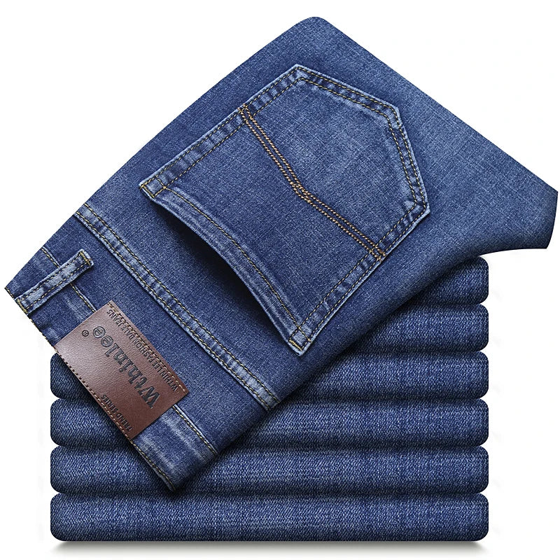 Wthinlee 8 Models Spring Autumn Business Jeans Men Casual Straight Stretch Fashion Classic Work Denim Trousers Brand Clothing