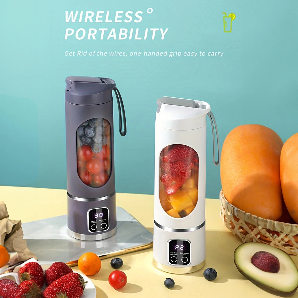 Portable Electric Juicer USB Charging Mini Wireless Juicer Bottle 450ml Cup Fruit Mixer Handheld Blender for Home Travel Office
