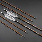 6/12/24pcs 32Inch Archery 100%Pure Carbon Arrows ID 6.2mm Wooden Shaft with 5'' Natural Feathers for Hunting Shooting