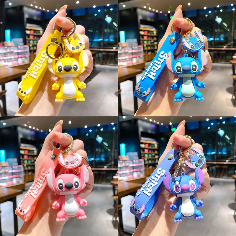 Brand New Red Stitch Keychain Bandai Stitch Figure Doll Keyring Bag Pendent Car Ornaments Key Accessories Kids Toy Xmas Gifts