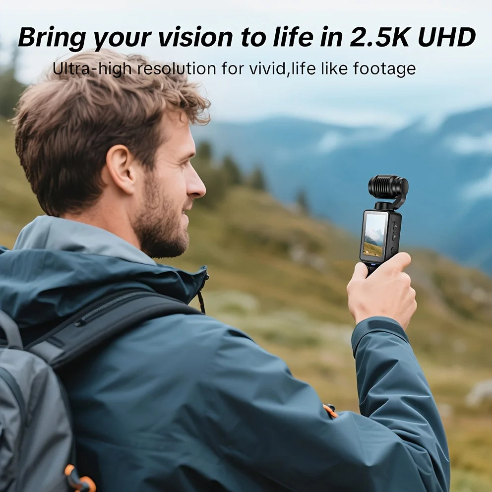 W&O 4K ایچ ڈی ایکشن کیمرہ، 1.9'' سی ایم او ایس سینسر، 180° گھومنے والا، یو ایس بی ری چارج ایبل، روزانہ ریکارڈنگ کے لیے ہینڈ ہیلڈ اسپورٹس وِلاگ کیمرہ Secondary image