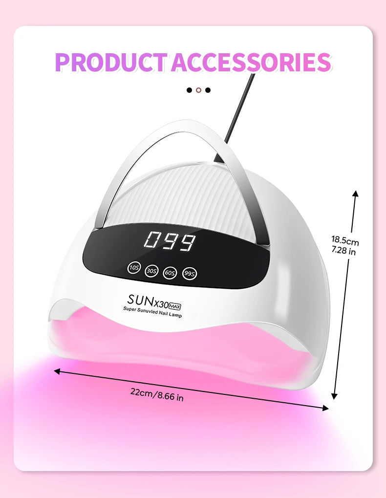 DianaBeauty UV Nail Lamp Portable Nail Dryer with Touch Screen Professional Manicure Lamp with Smart Sensor and Handle Nail Tool