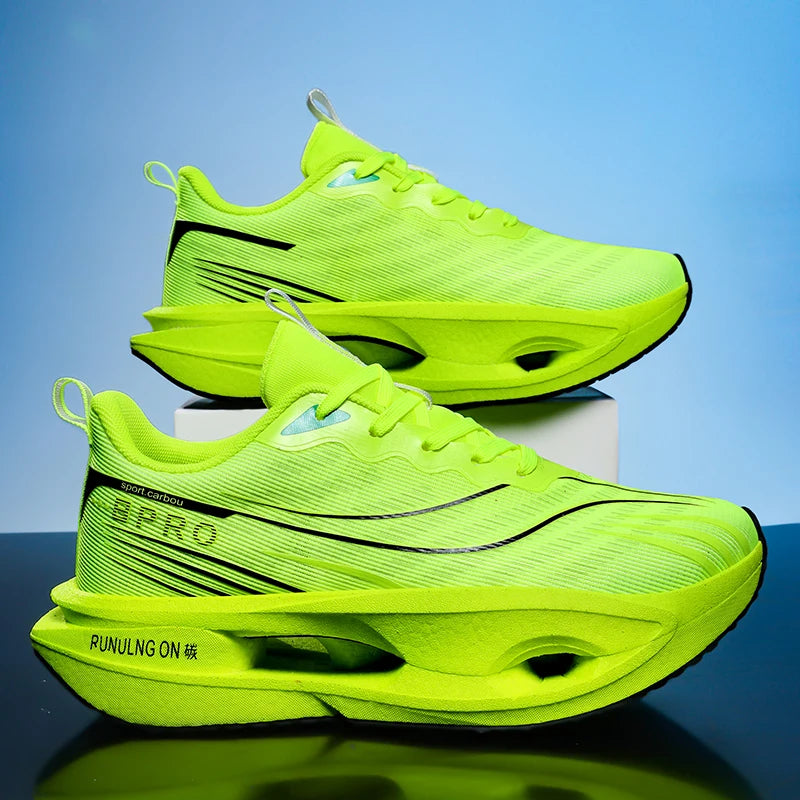 Men's Casual, Comfortable and Fashionable Road Running Shoes, Stable Inversion, Sports and Outdoor, Lace-Up Design, Low-Top Style, Fabric Upper and Comfortable Insoles, Non-Slip Wear-Resistant Soles, Geometric Patterns, Suita
