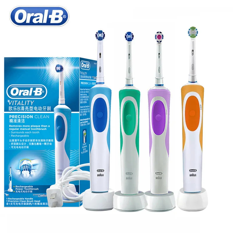 Oral B Electric Toothbrush 2D Rotary Vibration Clean Charging Tooth Brush Cross Action Bristle Oral Care 4 Gift Brush Heads Free Secondary image