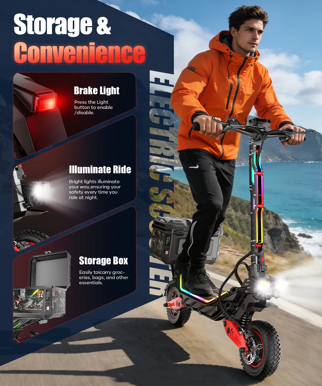 FREEBOY H10 E-Scooter Gift Toolbox 6000W Dual Motor 60V 28AH Battery Speed 75km/h 12" Tires Electric Scooter Hydraulic Braking